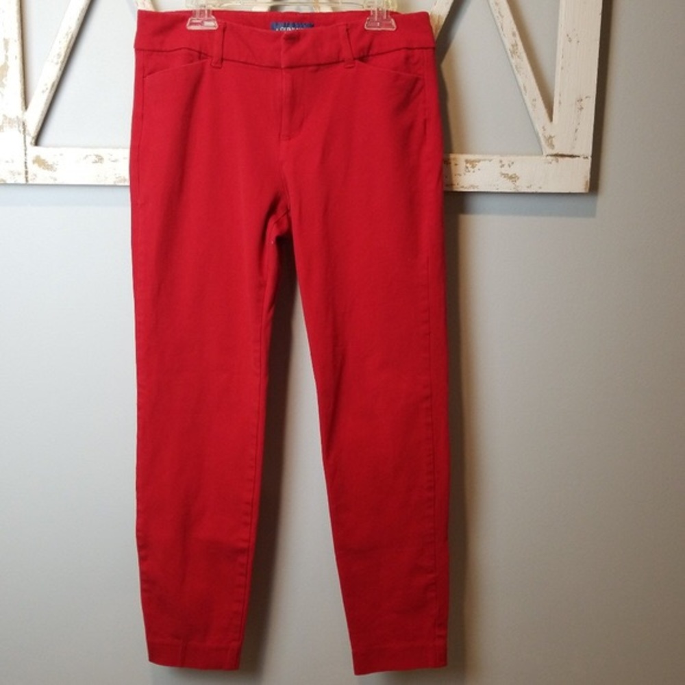 Mid Rise Red Dress Pants